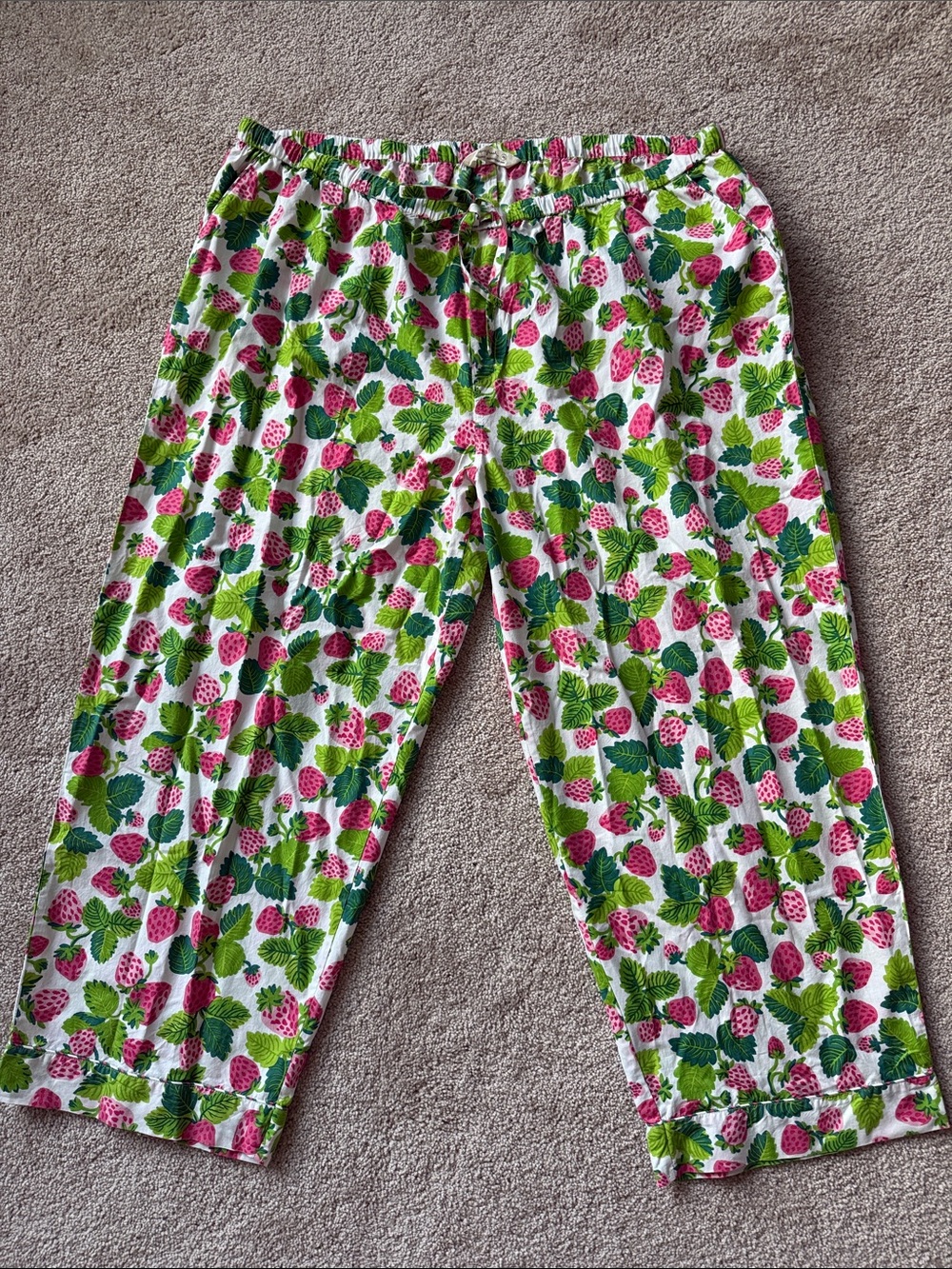 Printfresh Strawberry Fields Green Red Cotton Pajama Pants 4X